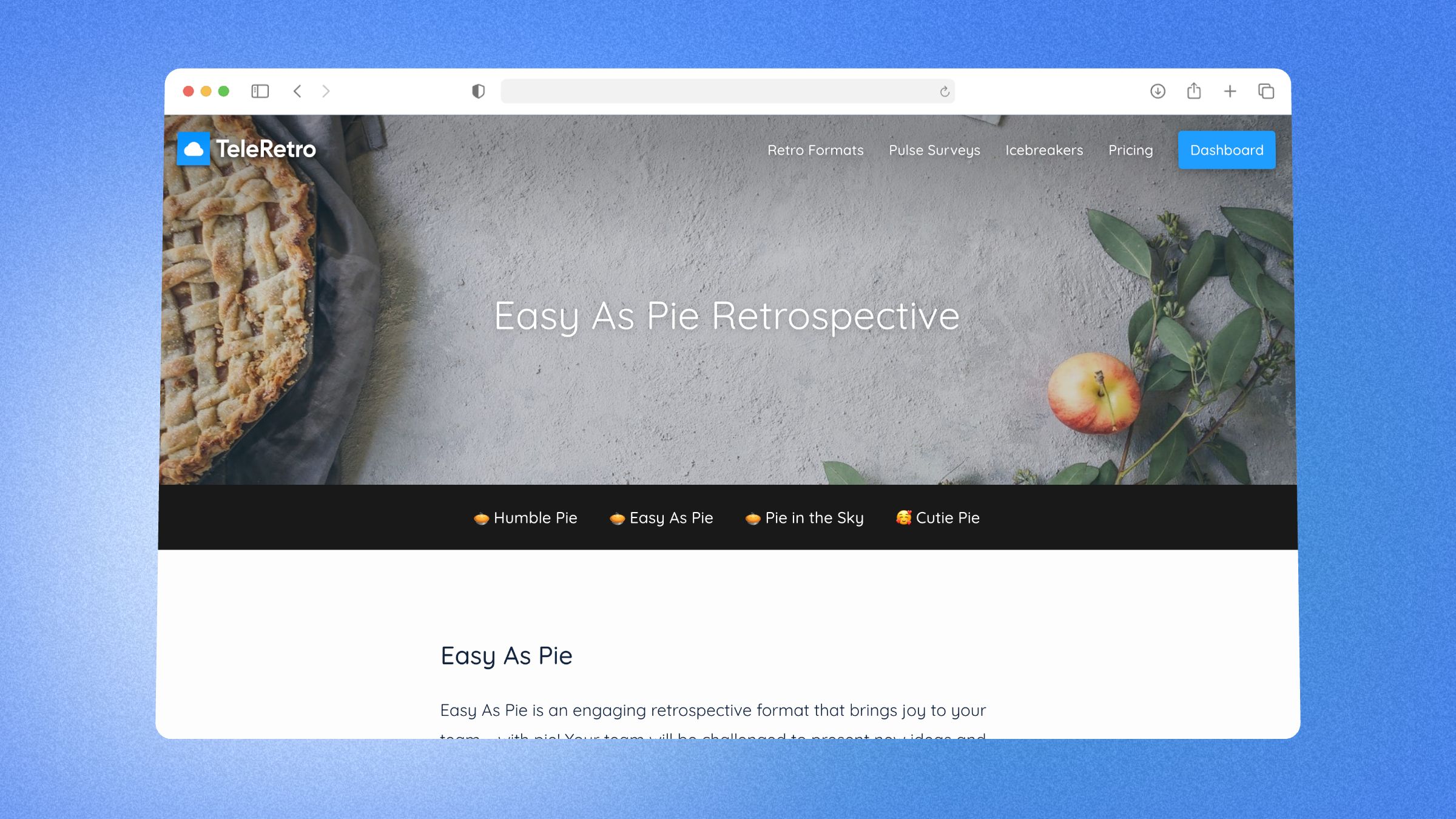 Easy as Pie - retrospetive template