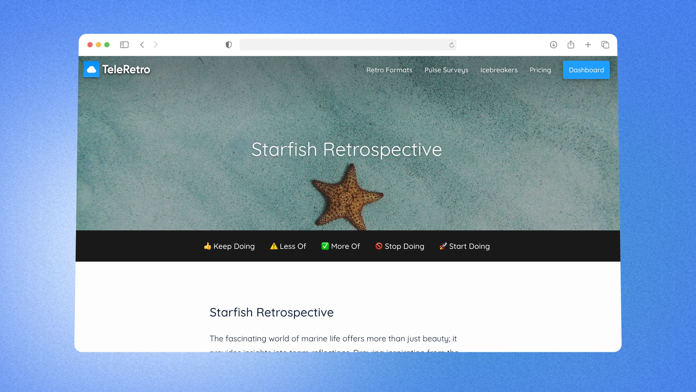 Starfish - retrospetive template
